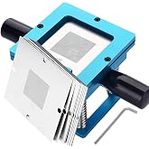 KINGTAIXIN BGA Reballing Station, 90mm x 90mm Universal Stencils Holder Template Fixture Jig with Hand Shank, with 10 steel templates, Aluminum Alloy BGA Ball Planting Table with scale, Adjustable