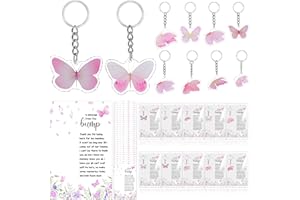30 Sets Butterfly Baby Shower Favors for Guests A Message From The Bump Keychains with Thank You Cards OPP Bags Thank You Gif