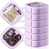 Kathfly 6 Pcs Hair Tie Container Dispenser Organizer Hair Tie Holder Travel Portable Bobby Pin Holder Cotton Swabs Dispenser Women Bathroom Storage Accessory Travel Essentials(Purple)