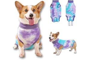 TORJOY Breathable Dog Recovery Suit for Male/Female, Retro Sky Dye Dog Onesie for Abdominal Wounds, Cone E-Collar Alternative After Surgery to Anti-Licking, Professional Surgery Suit for Dogs