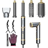 Easywave 5 in 1 Multi Hair Styler Dryer Brush: 110,000 RPM High-Speed, Flexible Air Styling & Drying System, Professional Negative Ionic Hot Air Brush Set for Fast Drying, Curling Volumizing