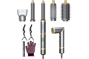 Easywave Air Wrap Hair Styler: Flexible 5 in 1 Styling & Drying System, Professional Hot Air Brush Set for Fast Drying, Curling, Volumizing, Smoothing & Styling, Oval Brush, Concentrator