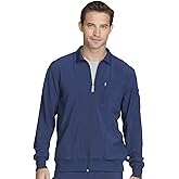 Cherokee Infinity Mens Zip Front Warm-Up Scrub Jacket, Modern Fit, 5 Pockets, Rib-Knit Panels Moisture Wicking - CK305A