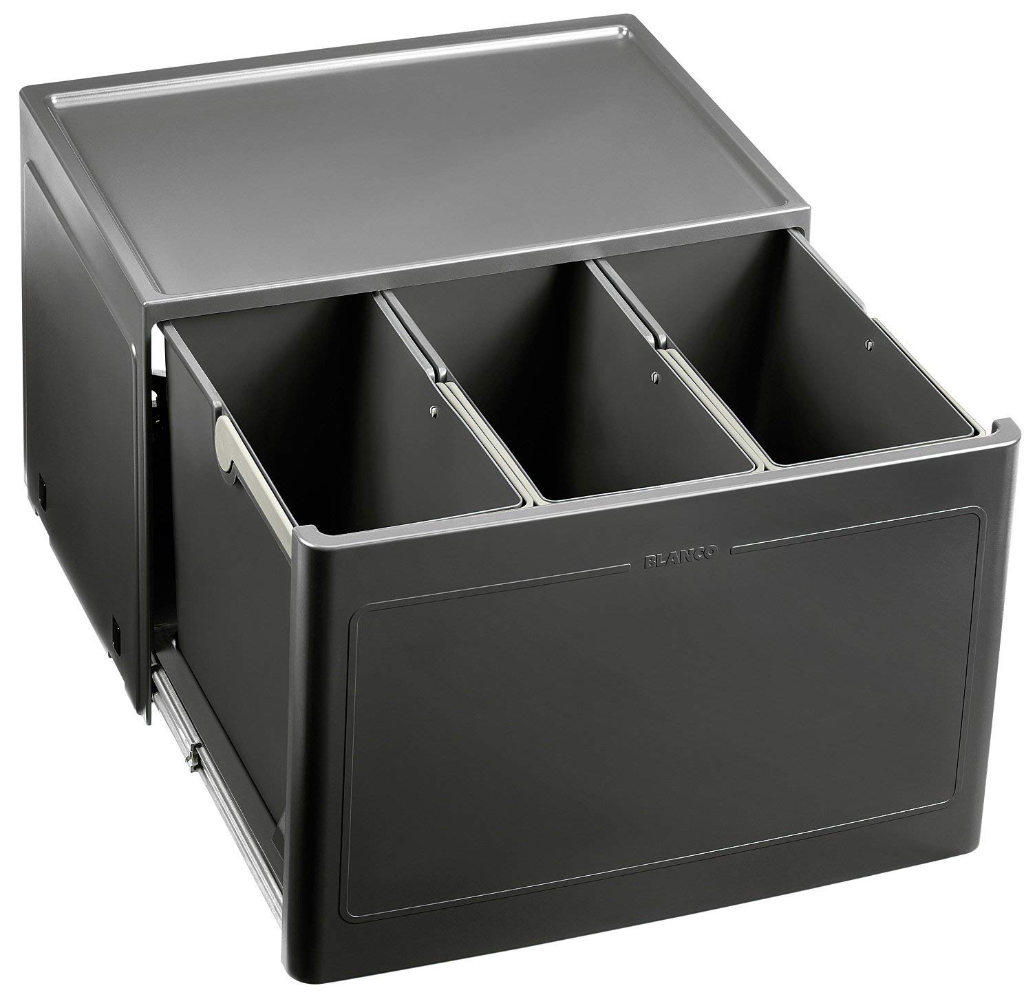 BLANCO Botton Pro 60/3 Manual | Waste Sorting System | for 60 cm Wide Base cabinets | Floor-Mounted System Behind hinged Doors | 3 x 13 Litre Buckets | [52.5x40x35 cm]