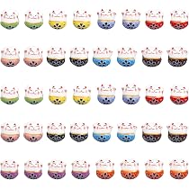CHGCRAFT 40-Piece Ceramic Lucky Cat Beads - 10 Colors, 12x14mm, For DIY Jewelry Making & Crafts