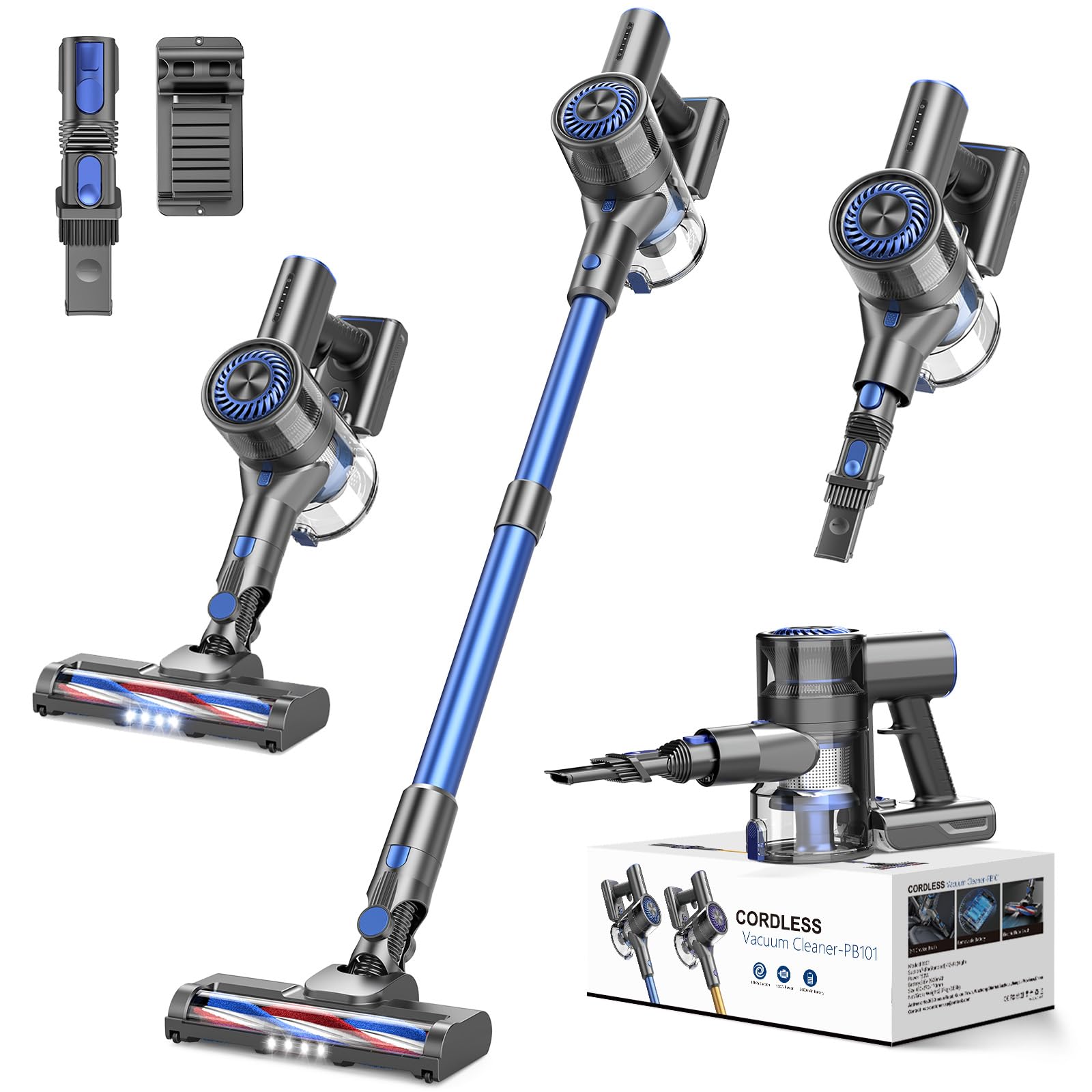 Photo 1 of Comvtu Cordless Vacuums, 80,000PRM Powerful Motor Vacuum Cleaner and 2200mAH Rechargeable Battery up to 35 Mins Worktime, 2 Adjustable Modes, Detachable Parts, Wireless Stick Vacuum (Deep Blue)