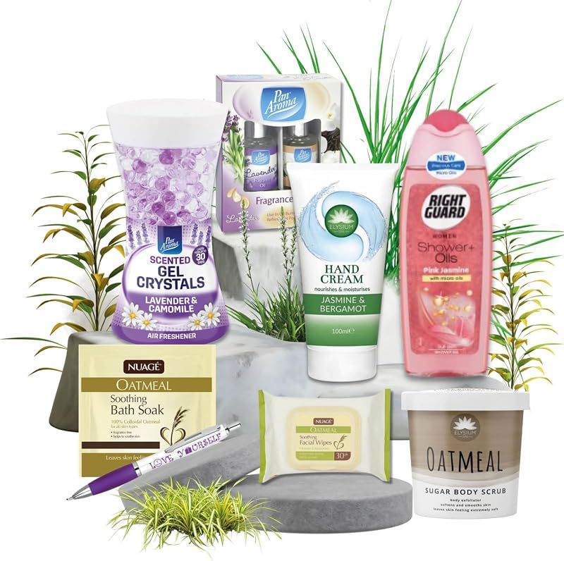 Sinta Gifts Women's Spa Bath Set - Oatmeal Soak, Scrub, Cream, Wipes, Shower Gel