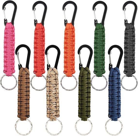 THETHO 5 PCS Lanyards Paracord Key Chain, Paracord Keychains with Carabiner, Braided Lanyard