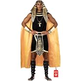 Morph Pharaoh Costume Men, Egyptian Costume, Halloween Costumes for Men | Black Tunic, Skirt, Gold Cape with Collar, Sleeve Cuffs Included, Perfect for Halloween, Great for Dress-Up