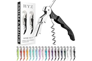 HYZ 2-Pack Wine Opener Waiter Corkscrew, Professional Wine Key for Servers, Bartender, with Foil Cutter, Manual Wine Bottle Opener Double Hinged (Black)