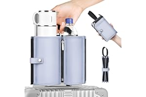 WIROTA Luggage Cup Holder Travel Drink Bag for Suitcase Portable Foldable Luggage Drink Caddy with Handle, Fits Roll on Suitcase Handle, Gifts for Flight Attendants Creative Travel Accessories (Gray)
