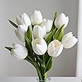 grtefhu 10Pcs Fake Tulips Artificial Flowers Bouquet That Look Real,Tulipanes Artificiales para Decoracion, for Mother's Day Birthday Home Wedding Decor