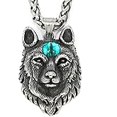 Gungneer Viking Fenrir Wolf Head Necklace Stainless Steel Wheat Chain Norse Pagan Amulet Jewelry for Men Women