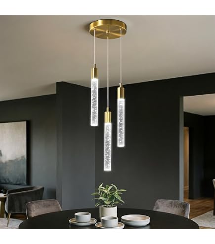HVVRNEWF Modern LED Crystal Pendant Light – Sparkling Ice Cube Chandelier, Adjustable Hanging Light For Kitchen Island, Dining Room, Bedroom, Hallway, E27 Base