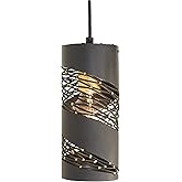 Varaluz Flow 1-Lt Cylinder Mini Pendant - Matte Black/French Gold