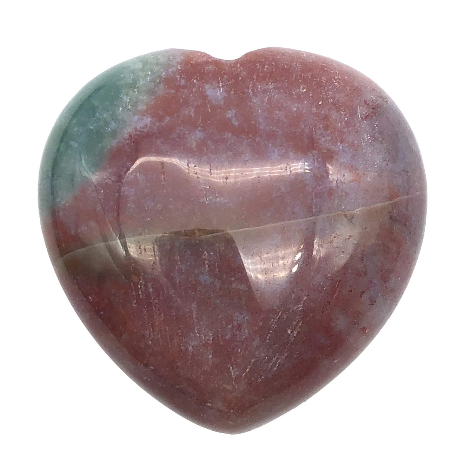 Fekuar Indian Agate Heart Pocket Palm Stone, Healing Crystal Romantic Love Energy Worry Stones Chakra Balancing Reiki Meditation 1.5" (40mm)