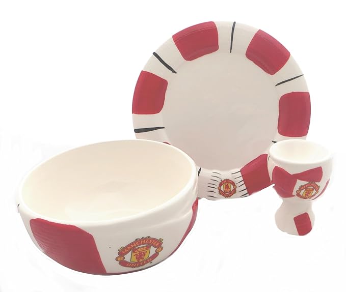 Manchester United FC Club 3 Piece Ceramic Breakfast Set Amazon.co.uk