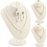 Youyole 3 Pcs Beige Velvet Necklace Display Stand Necklace Jewelry Bust Jewelry Mannequin for Necklace Earrings Ring Show