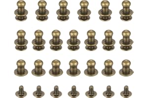TIXIPEM 5mm Ball Head Stud Rivets Screw Back [20Pcs] - Metal Round Head Button Nipple Rivet Use for Bag & Belt & Handbag & Le