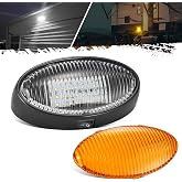 Partsam Oval LED RV Porch Light with Swith, Exterior Utility Light Replacement for Camper Motorhome Trailer, Black Base w/Sna
