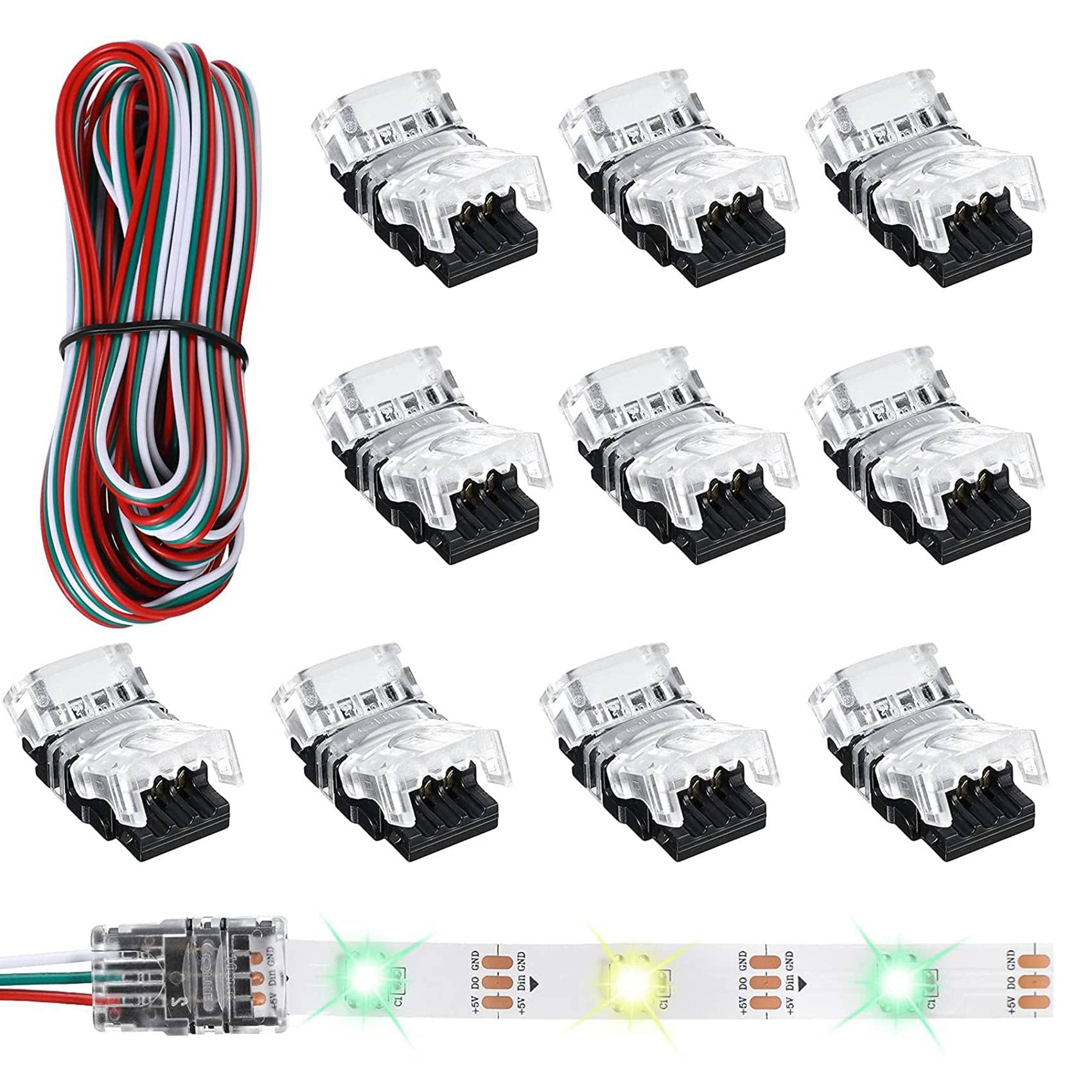 TEITEYER 11 Pieces Tunable 3 Pin Connectors 10mm Light Connectors Connector Terminal for WS2811