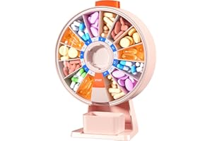 Zoksi Large Pill Organizer, Daily Pill Box for 7 or 14 Days, Wall-Mountable Pill Dispenser Hold for Medicine, Vitamin or Supplements, Weekly Pill Case with Easy Press Button (Pink)