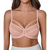 Avidlove Women's Sheer Mesh Bra Full Coverage Strappy Underwire Bras Unlined Sexy See Through Minimier Bra