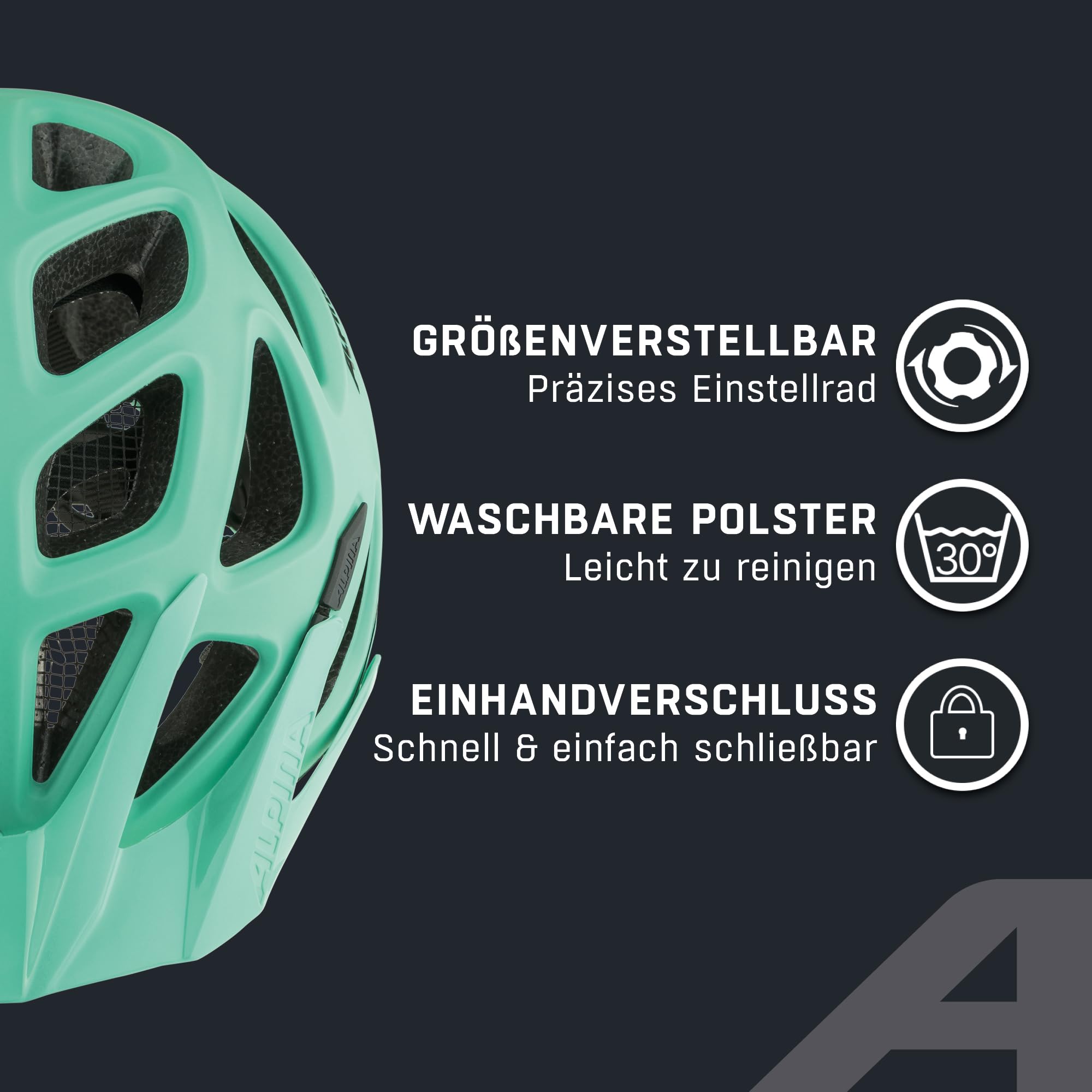 Alpina Mythos 3.0 L.E. - Leichter, Optimal Belüfteter & Anpassbarer Fahrradhelm Mit Antibakteriellen Polstern Für Erwachsene, Turqouise matt, 52-57 cm 3