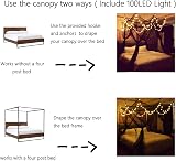 HanYun 8 Corner Bed Canopy with 100 LED Lights Black Mesh 4 Door 86x79x98 in view 4