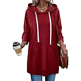 StunShow Women Oversized Sweatshirt Pullover Casual Split Hem Long Hoodie Dress with Kangaroo Pocket 2025 Fall