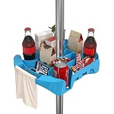 Epltion Swimming Pool Umbrella Table Tray: 16" Beach Table Tray for Patio Garden Swimming Pool Outdoor - 4 Large Cup Holder for Drinks Phone Snack Towel Sunglasses Fruit