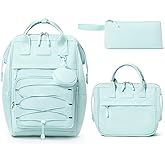 Fimibuke 4-in-1 Kids Backpack Set for Girls, Waterproof School Backpack with Lunch Box, Pencil Case & Earphone Bag, Mint Green, 16L, 15.6" Laptop Compatible