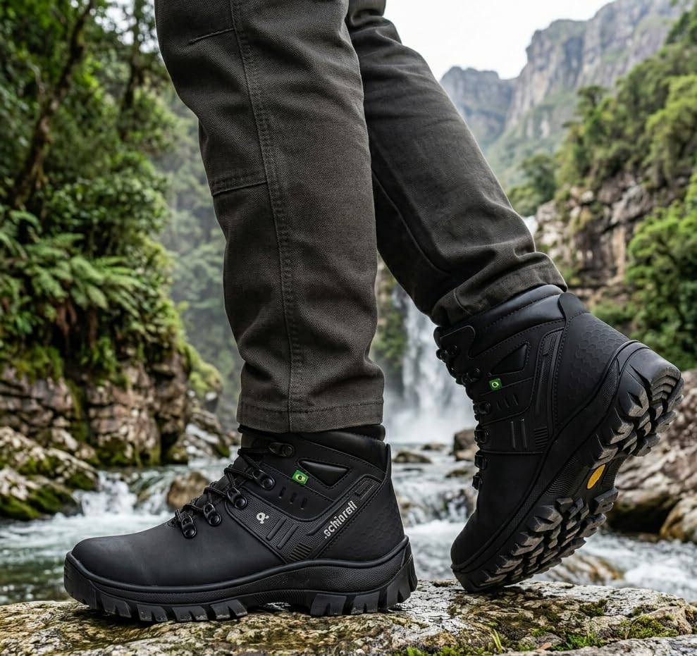 Bota Coturno Masculino Militar Zeus Palmilha em Gel Couro Legítimo