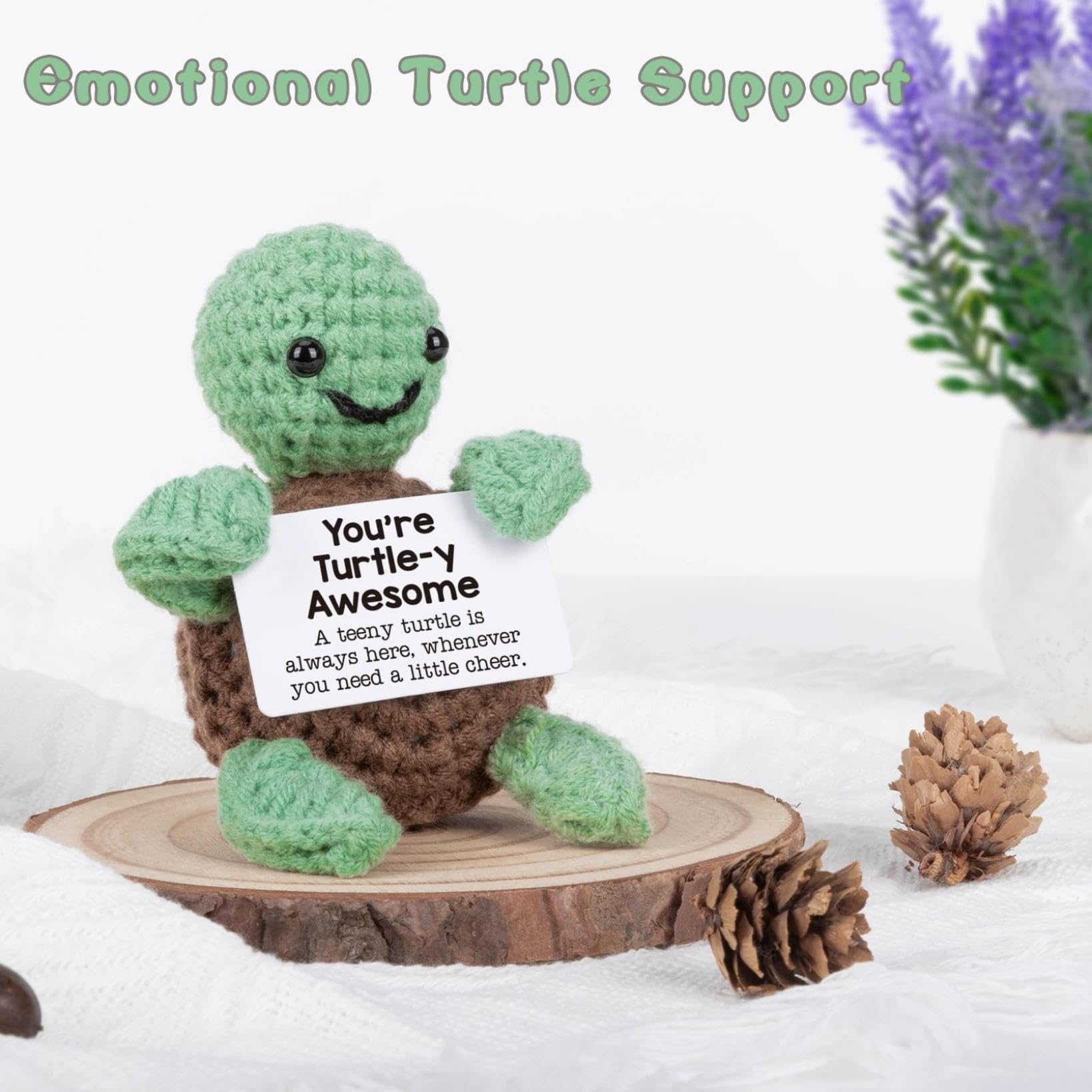 Générique Tortue Positive, Mini Tortue De Mer TricotéE, Peluche Insolite, Laine TricotéE Animaux Au Crochet pour Cadeau De Motivation DéCoration De FêTe,Idee Drole Et Motivante pour Etudiant (A)