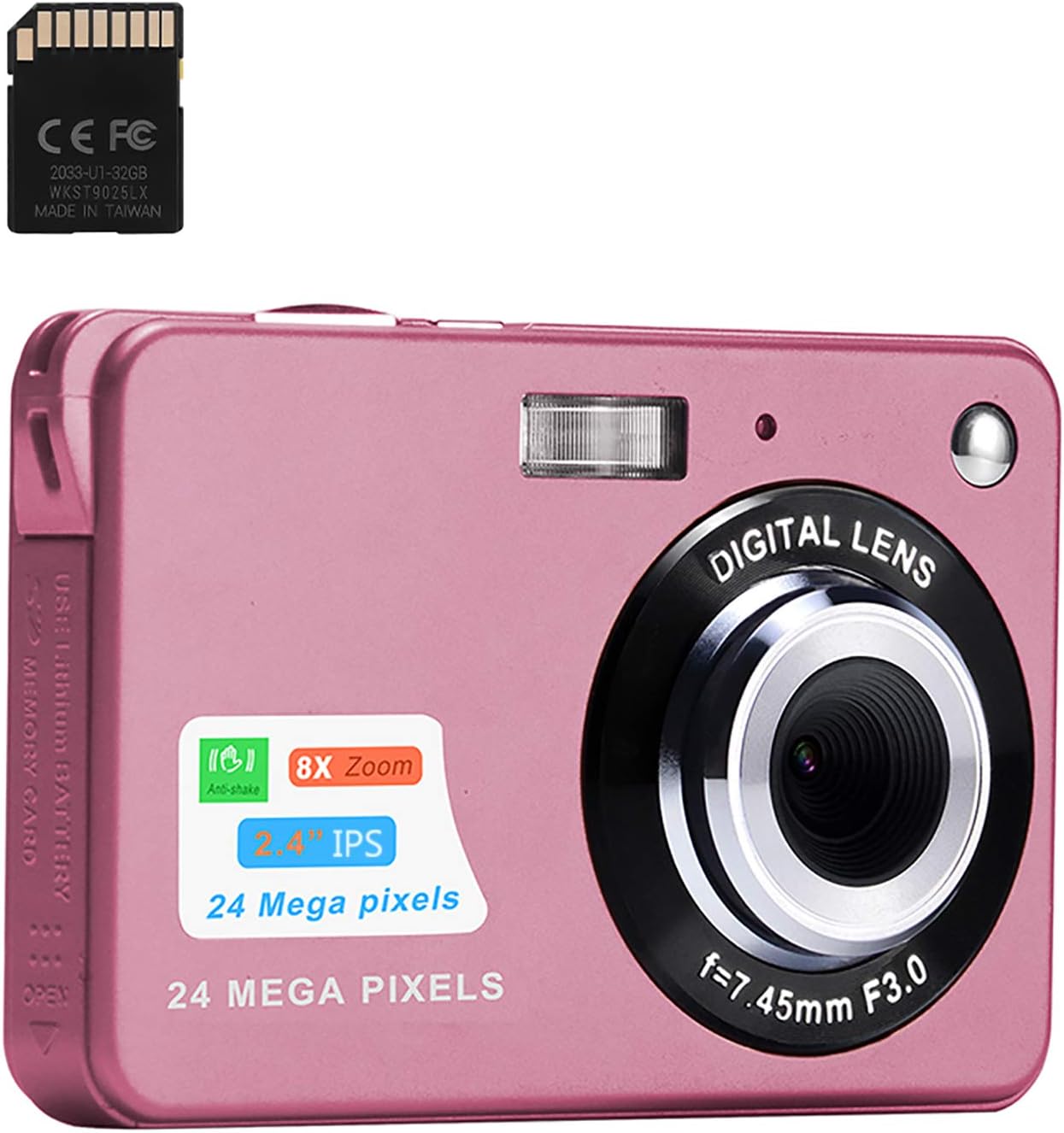 Digital Camera,2.4 Inch FHD Pocket Cameras Rechargeable 24MP Camera for