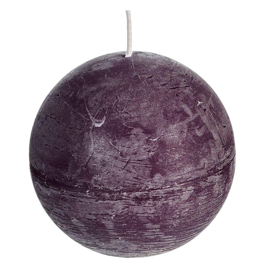 Spaas 6 Rustic Unscented Ball Candles 100 mm, ± 40 Hours, Aubergine