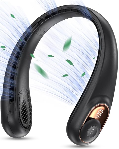 KIDEE NECK FAN, PORTABLE BLADELESS NECK FANS, UPGRADE 360° AIRFLOW, SUPER QUIET, 3 SPEEDS, 4000MAH PERSONAL WEARABLE NECK FAN, UPGRADED COOLING AIR VOLUME USB RECHARGEABLE HANDS FREE FAN