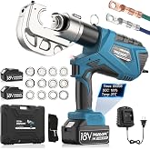 SWANSOFT Electric Hydraulic Crimping Tool 12Ton Continuously Crimp | 6AWG-800MCM Rechargeable Hydraulic Crimper for Cu/Al Terminal, Wire Cable Lug Crimping Tool Kit with 12 Dies (HCT-400A)