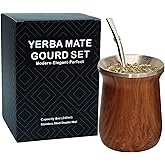 LA FEE Yerba Mate Natural Gourd/Egg Cup Set Brown (Original Traditional Mate Cup - 12 Ounces), Includes Yerba Mate Straw & Cleaning Brush, Stainless Steel | Double-Walled | Easy to Clean