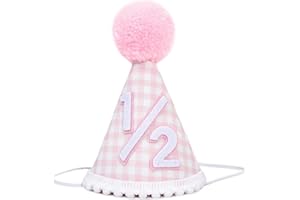 Agkvw 1/2 Birthday Hat for girls - Pink Half Birthday Crown, 1/2 Birthday Party Decoration, Pink Gingham Style Birthday Hat, Small