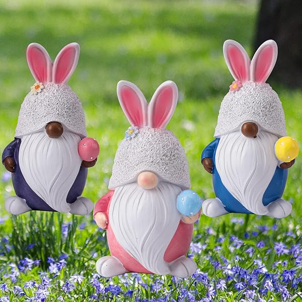 ANLEMIN EASTER GNOMES DECORATIONS BUNNY ELF FIGURINES FOR SPRING HOME TABLE DECOR -3PCS