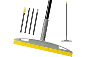 KeFanta Multifunction Magic Air Broom, Silicone Floor Squeegee Broom with 59" Long Handle, Air Brooms for Floor Bathroom Kitchen Shower Tile Pet Hair Fur Marble Glass Water Window Cleaning, Yellow