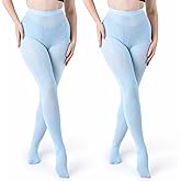 Silky Toes Women's 60D Soft Opaque Tights 1 or 2 Pairs -Black White And Colored Stockings for Women (Light Blue, D)