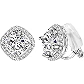 Yoursfs 8MM Austrain Crystal Clip on Earrings for Women Fashion 18k Gold Plated Square Rhinestone Clipon Earrings Non Pierced Ears for Women