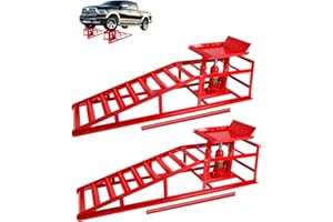 EXPLOREHORIZON Heavy-Duty Hydraulic Car Ramps 5T Capacity - Adjustable 9.3-14 Inch Height for Cars, SUVs, and Light Trucks