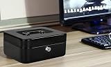 Parrency Cash Box with Money Tray Key Lock 7.87 x 6.89 x 3.70 inches Black view 7