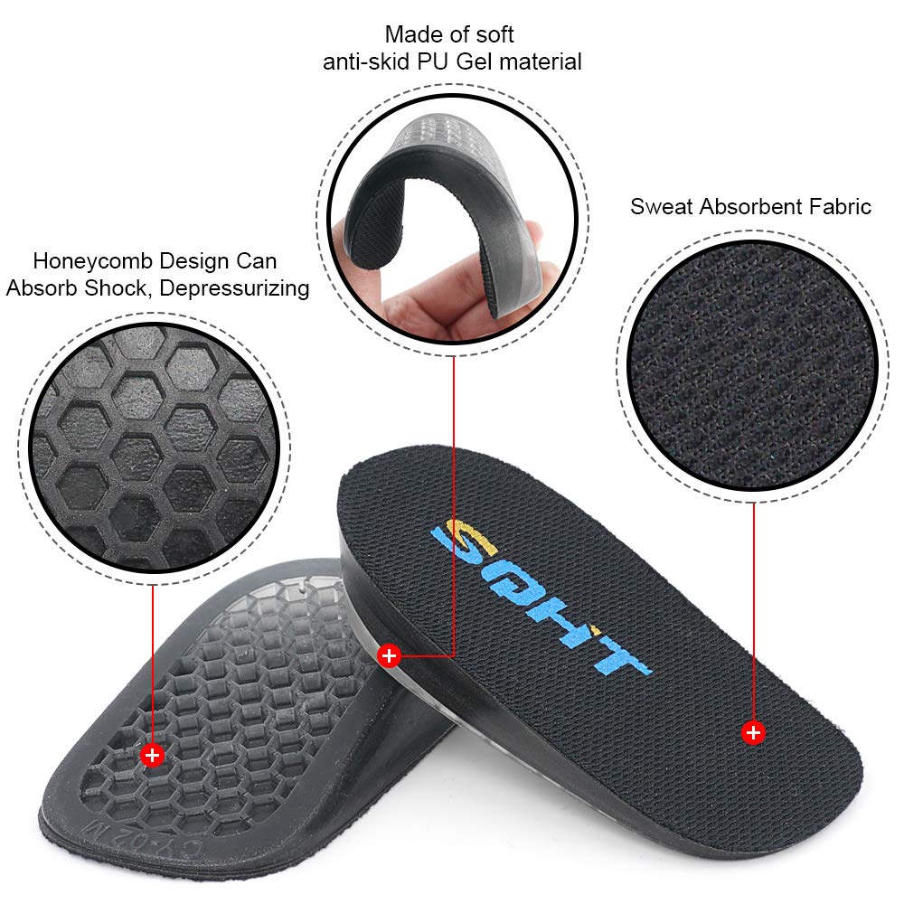 SQHT\'s Height Increase Insoles - Heel Shoe Lift Inserts for Achilles Tendonitis and Leg Length Discrepancy, Heel Cushion for Men & Women (0.6\'\' Height)
