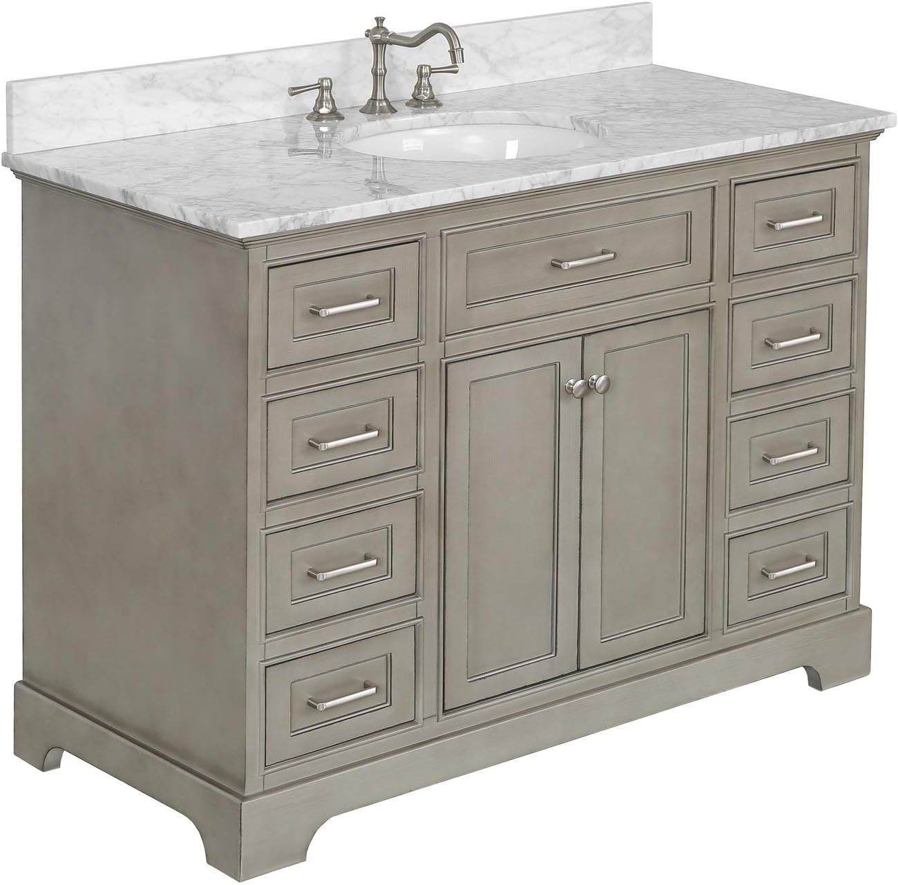 Amazoncom Aria 48 Inch Bathroom Vanity Carrara Weathered Gray Includes Weathered Gray Cabinet With Authentic Italian Carrara Marble Countertop And White Ceramic Sink Kitchen Dining Amazoncom Aria 48 Inch Bathroom Vanity Carrara Weathered Gray Includes Weathered Gray Cabinet With Authentic Italian Carrara Marble Countertop And White Ceramic Sink Kitchen Dining