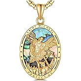 Grmdit 925 Sterling Silver Religious Medal St Michael St Raphael Memento Mori Santa Muerte Pendant Necklace Jewelry Gifts for Men Women