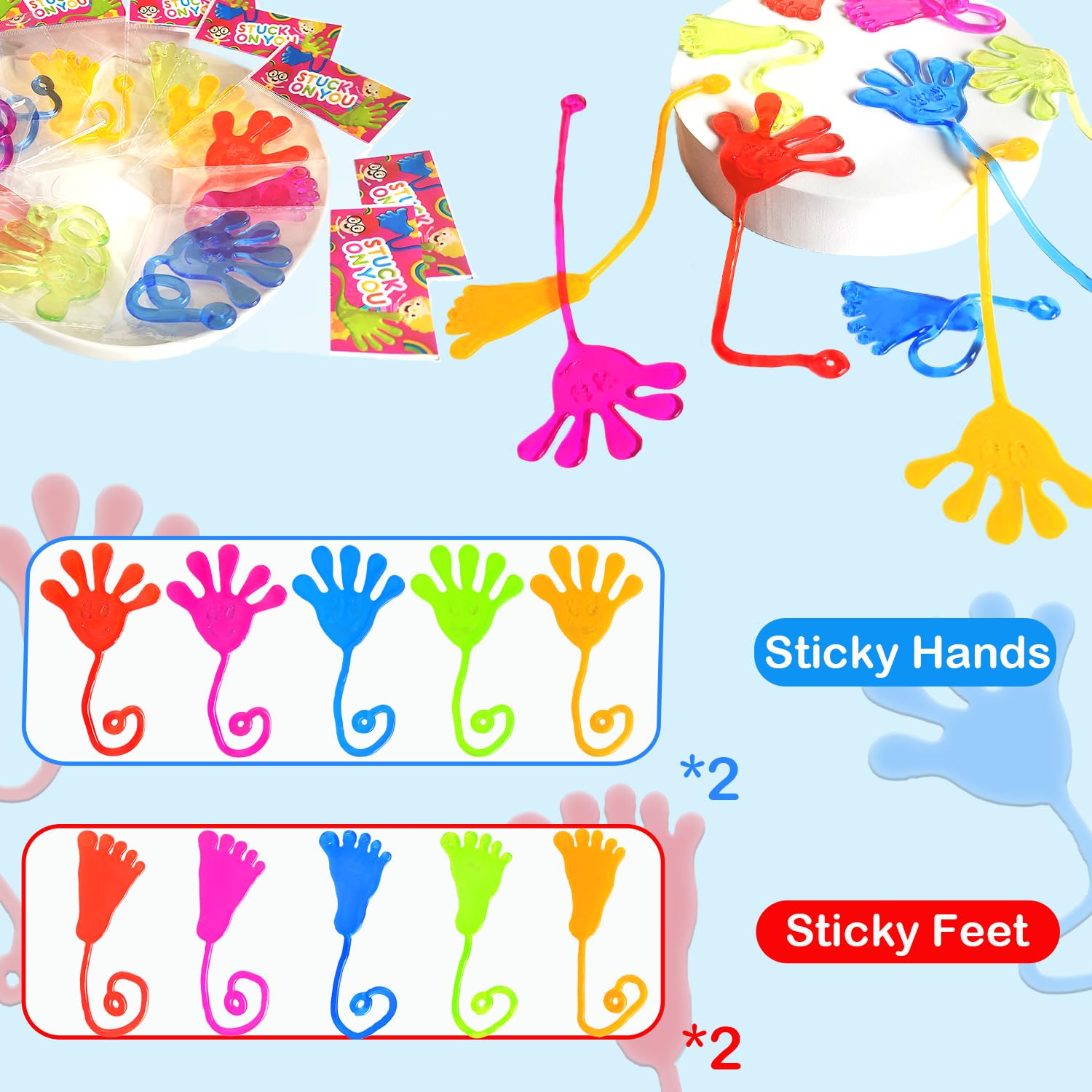 Large Sticky Hands & Feet Party Favors Supplies for Toddlers (20 PCS),Birthday Pinata Goodie Bag Stuffer Fillers for Kids,School Student Non Candy Treats Treasure Box Prizes Toys Gifts for Boys Girls